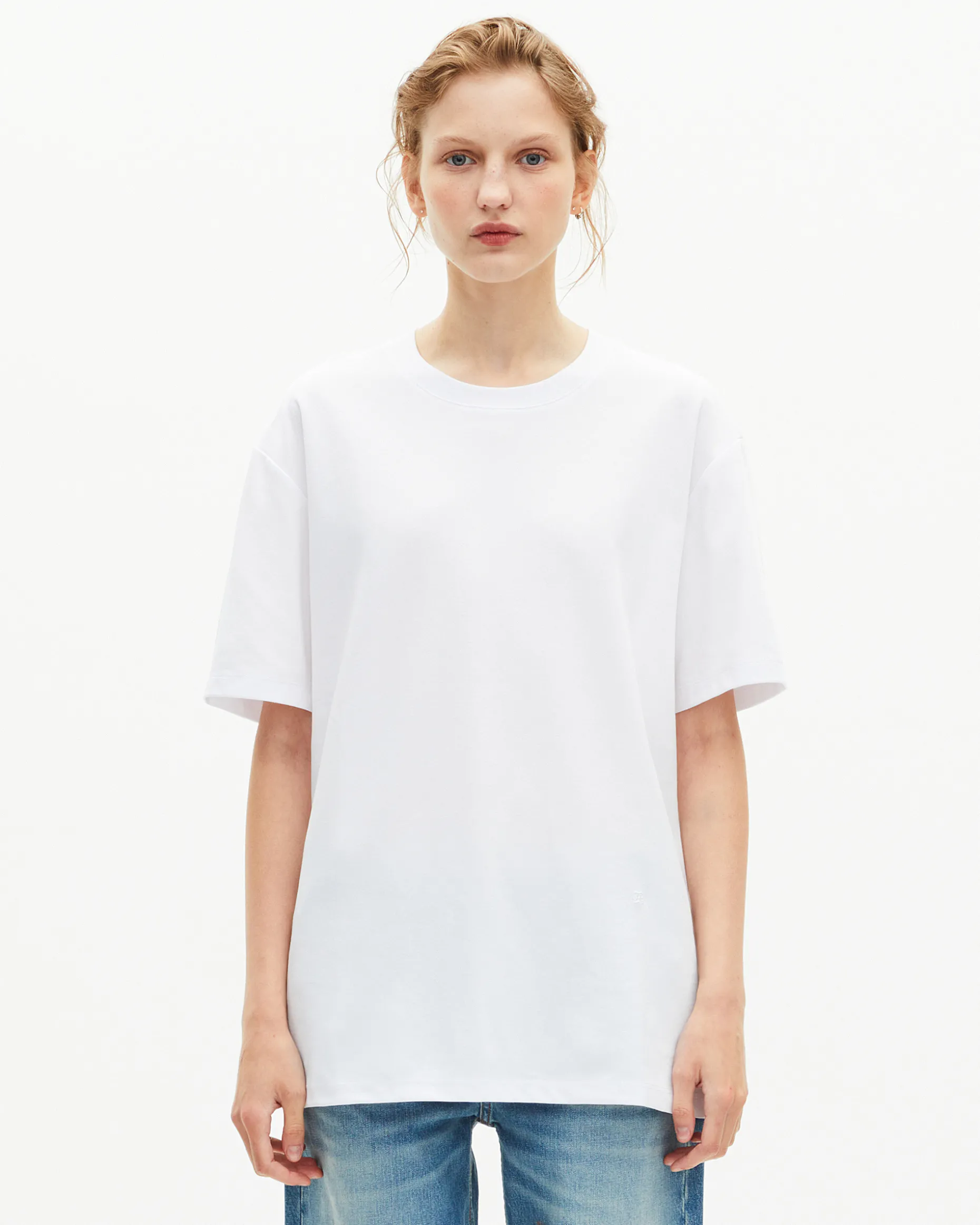 T-shirt Mixte droit uni blanc
