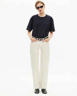 T-shirt Mixte droit uni bleu marine