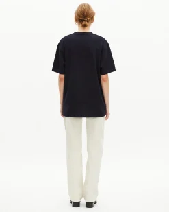 T-shirt Mixte droit uni bleu marine
