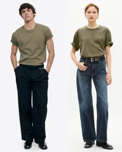 T-shirt Mixte droit uni kaki