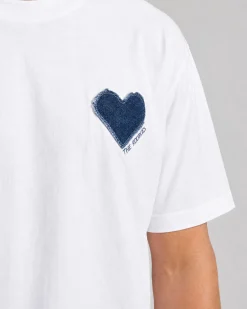 T-shirt patch cœur denim blanc