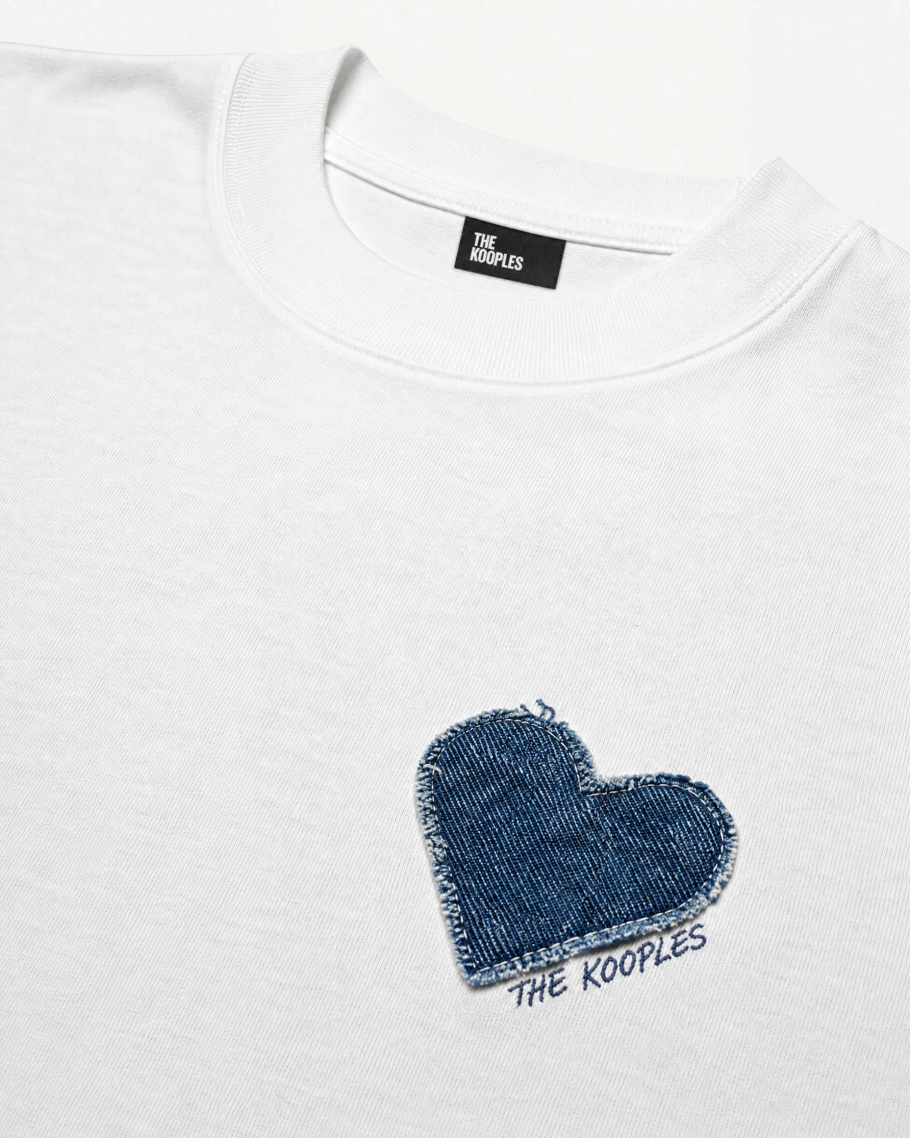 T-shirt patch cœur denim blanc