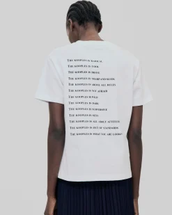 T-shirt patch en denim What Is blanc