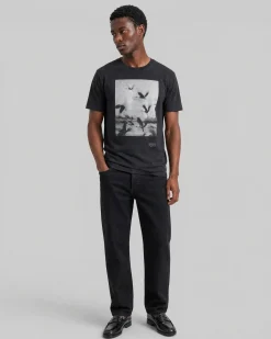T-shirt sérigraphie oiseaux noir