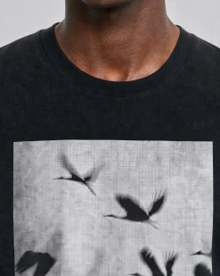 T-shirt sérigraphie oiseaux noir