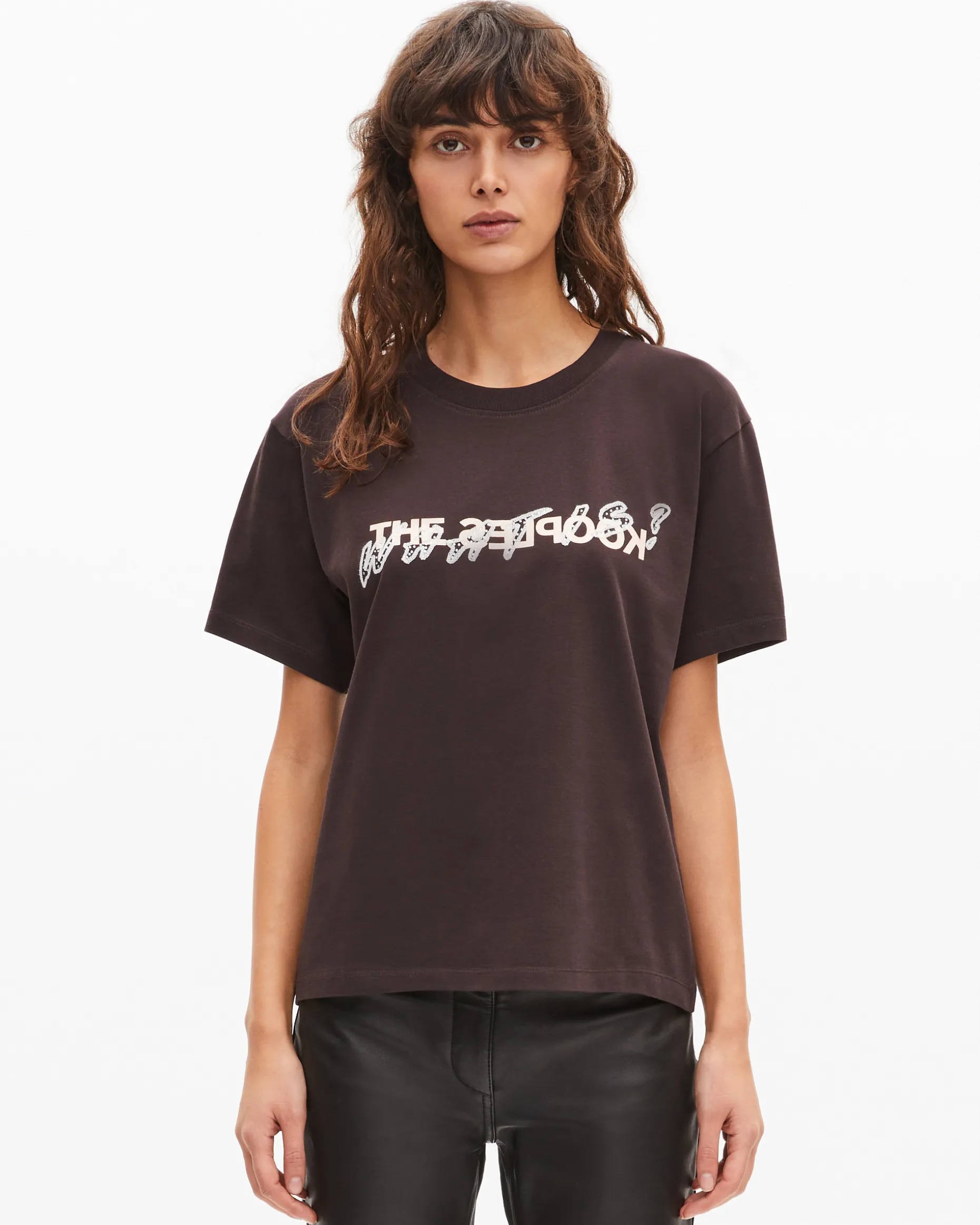 T-shirt What Is avec strass marron