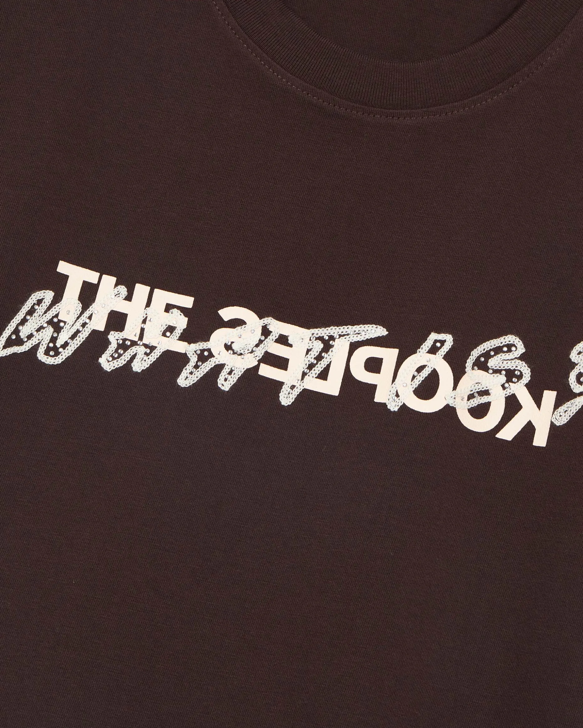 T-shirt What Is avec strass marron