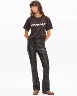 T-shirt What Is avec strass marron