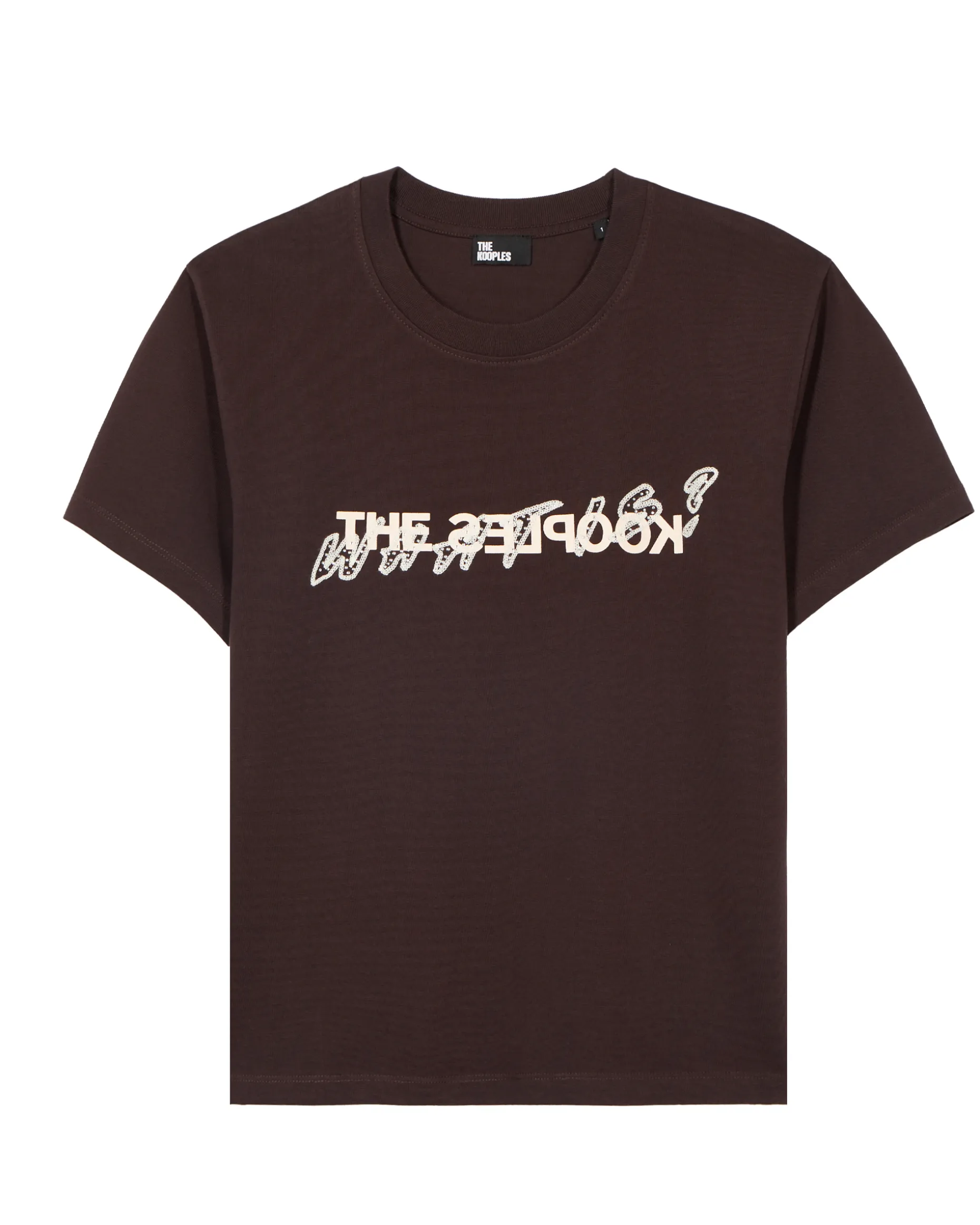 T-shirt What Is avec strass marron