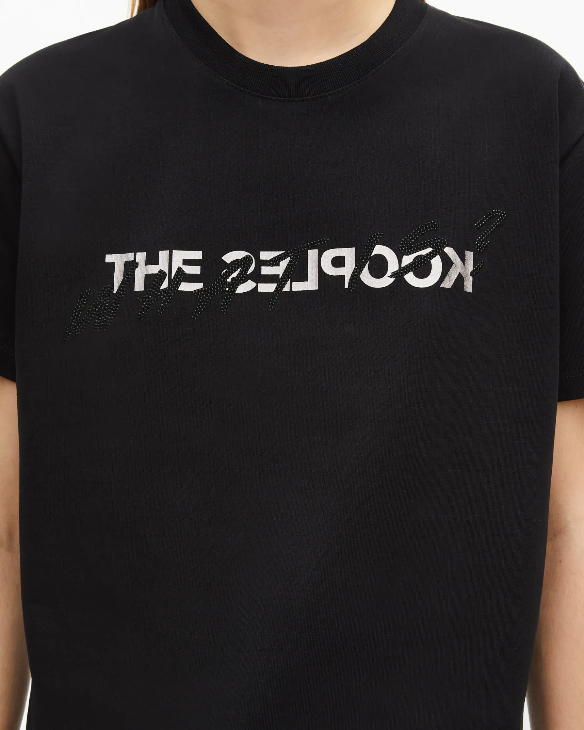 T-shirt What Is avec strass noir