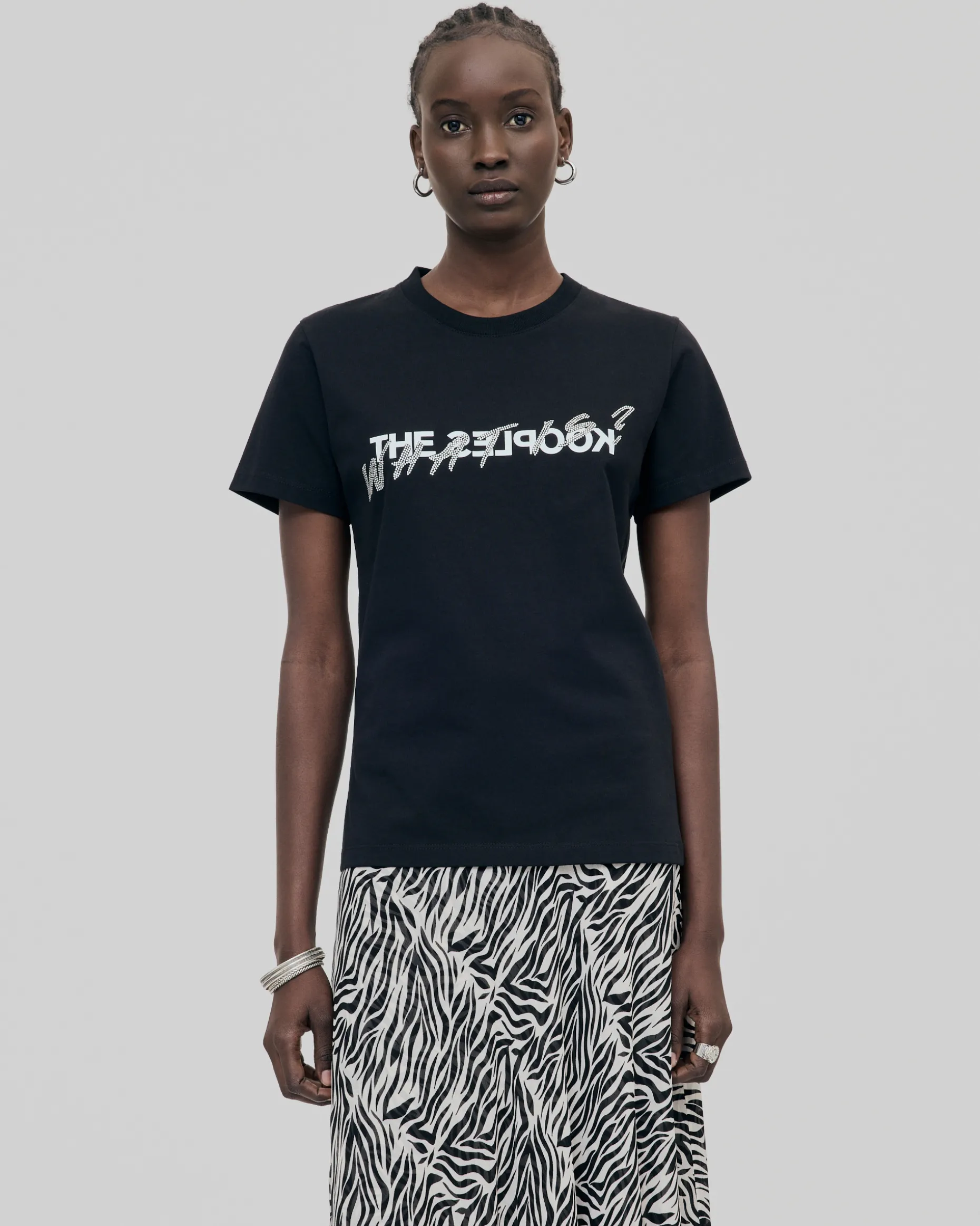 T-shirt What Is avec strass noir