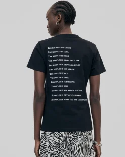 T-shirt What Is avec strass noir