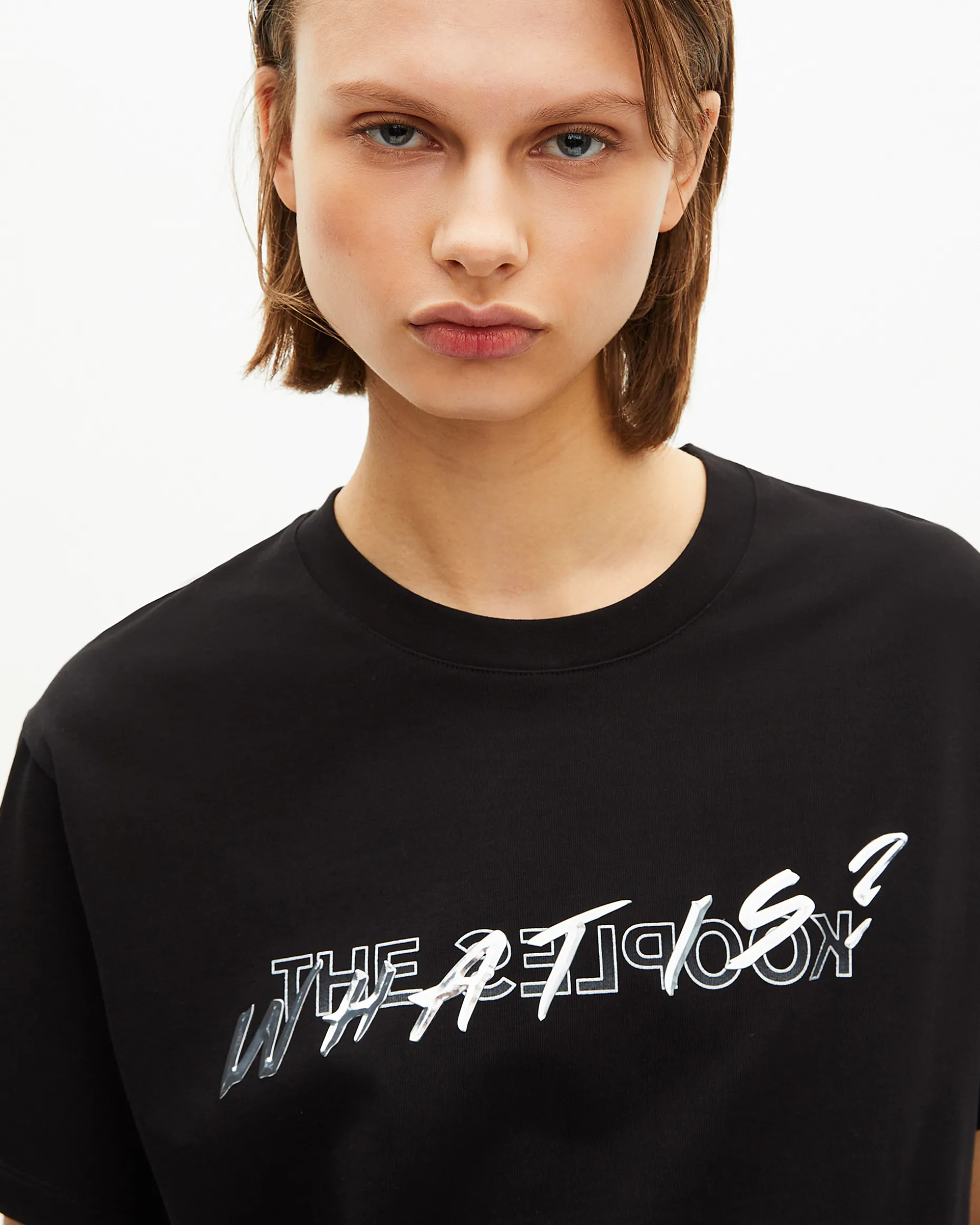 T-shirt What Is effet metallique noir