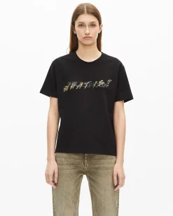 T-shirt What Is noir et léopard