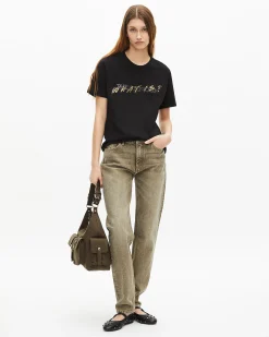 T-shirt What Is noir et léopard