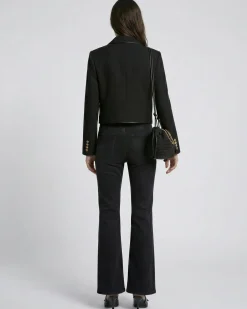 Veste courte en laine mélangée noire