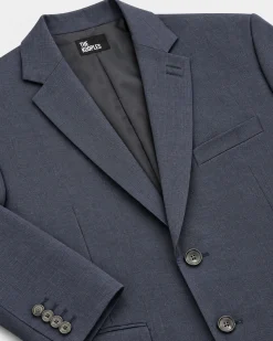 Veste de costume ajustée à tartan en laine marine