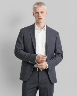 Veste de costume ajustée à tartan en laine marine