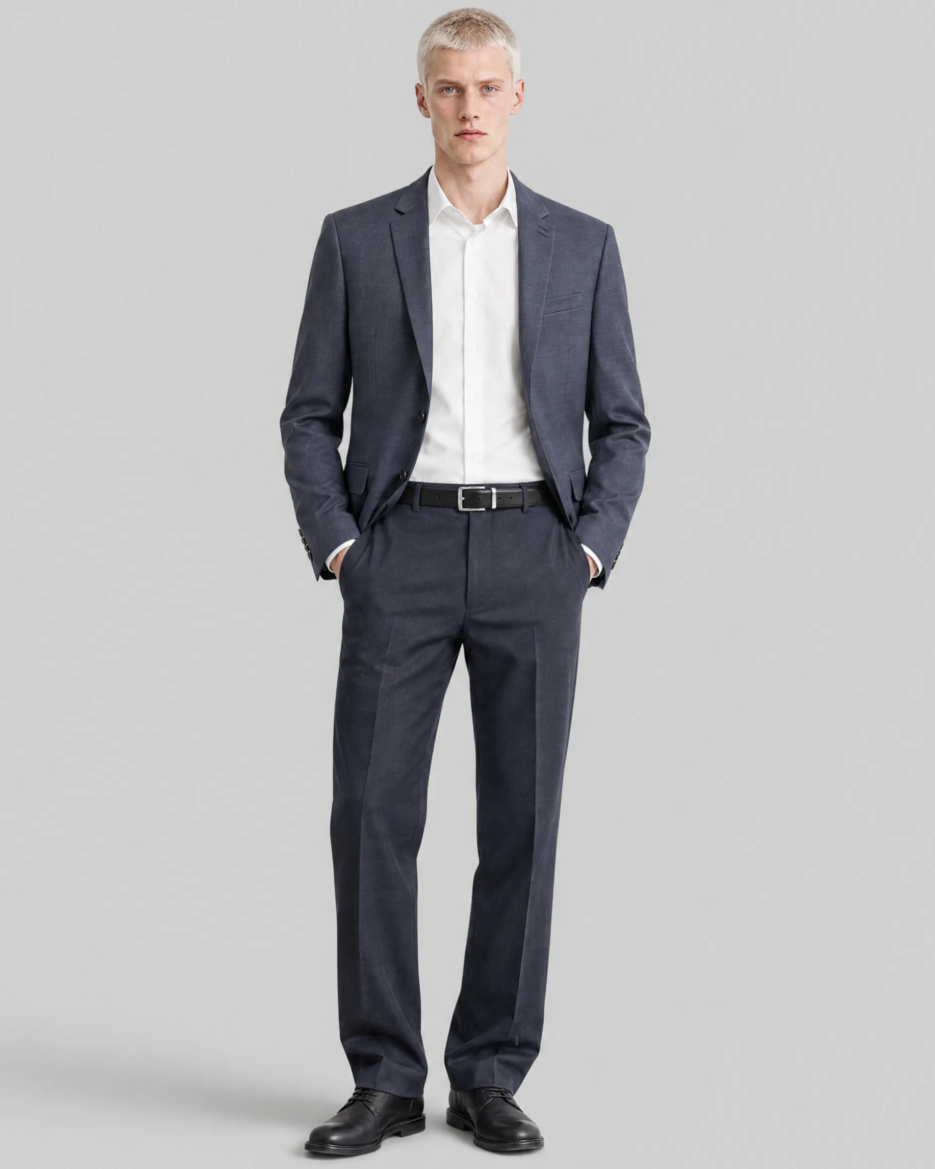 Veste de costume ajustée à tartan en laine marine