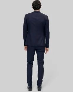 Veste de costume coupe droite en laine bleue