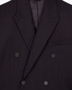 Veste de costume croisée à rayures marine