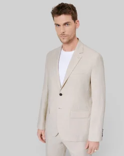 Veste de costume en coton lin beige
