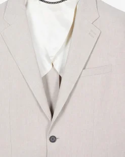 Veste de costume en coton lin beige