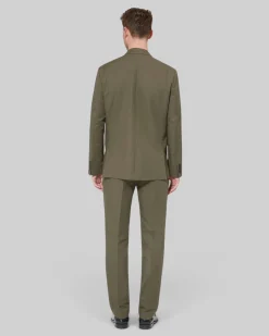Veste de costume en coton lin kaki