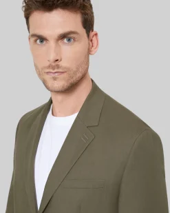Veste de costume en coton lin kaki