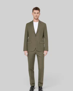 Veste de costume en coton lin kaki