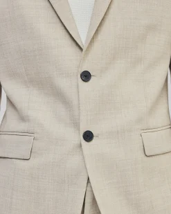 Veste de costume en laine coupe ajustée beige
