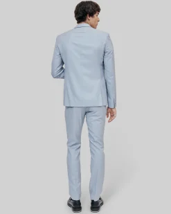 Veste de costume en laine coupe ajustée bleu