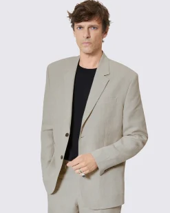 Veste de costume en lin beige