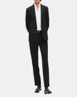 Veste de smoking avec détails en satin coupe ajustée noire
