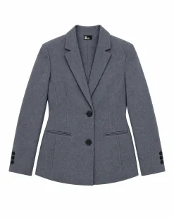 Veste de tailleur ajustée en laine mélangée grise