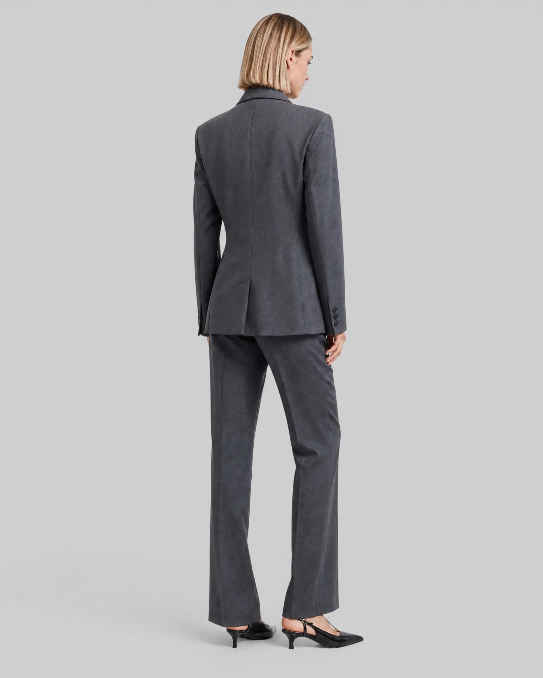 Veste de tailleur ajustée en laine mélangée grise