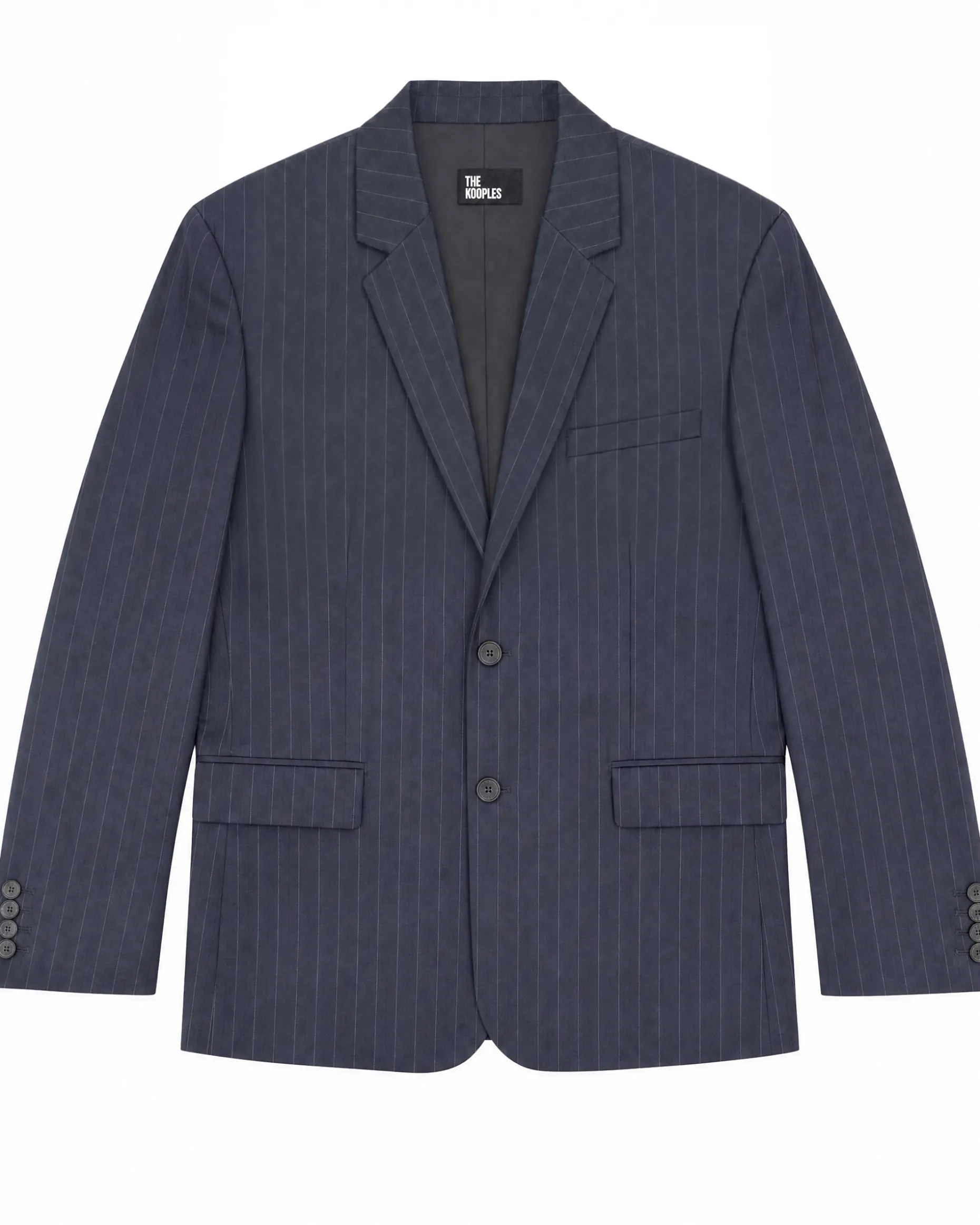Veste de tailleur ample en laine motif fines rayures marine