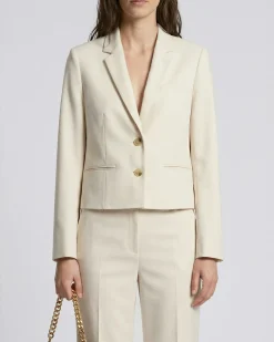 Veste de tailleur courte en lin et coton beige