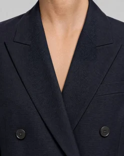 Veste de tailleur droite en laine marine