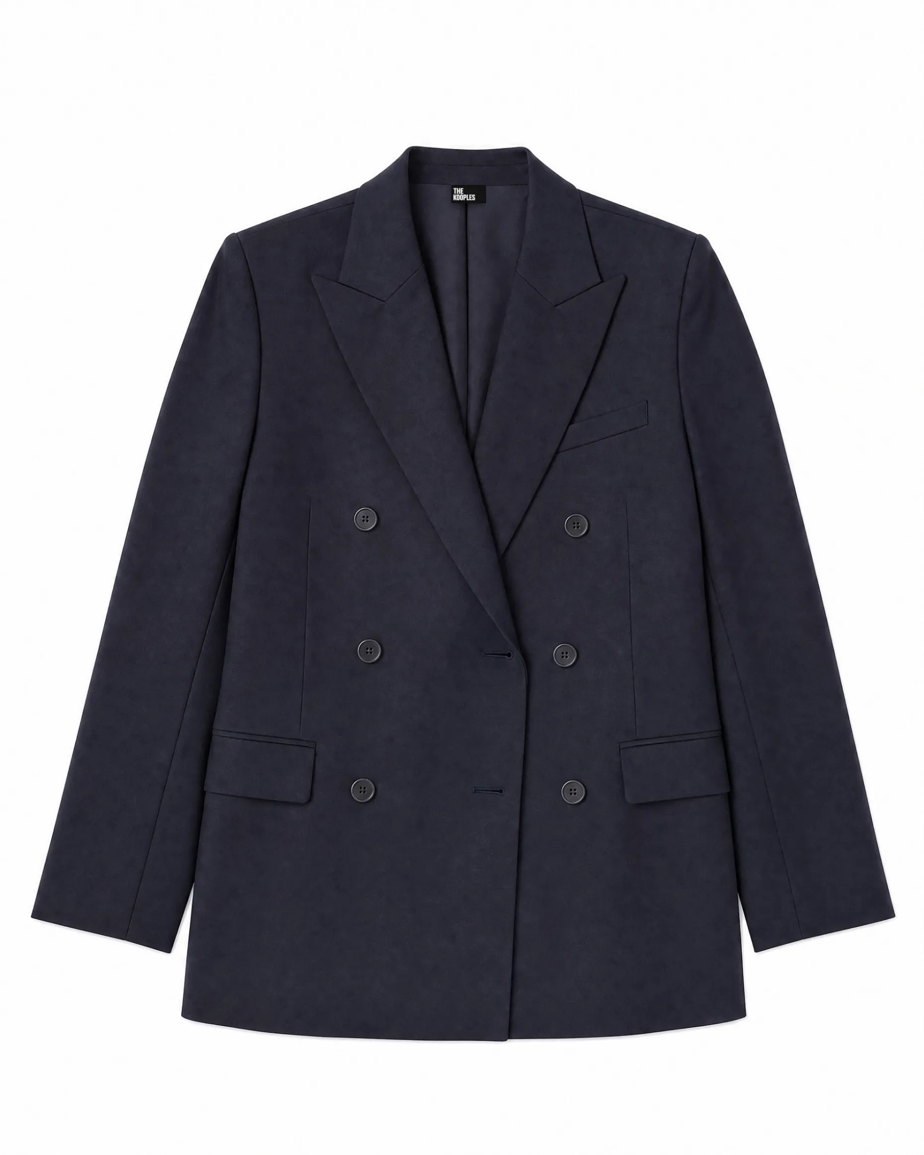 Veste de tailleur droite en laine marine