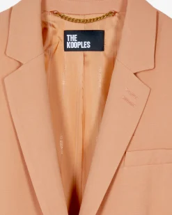 Veste de tailleur droite en lin et coton orange clair