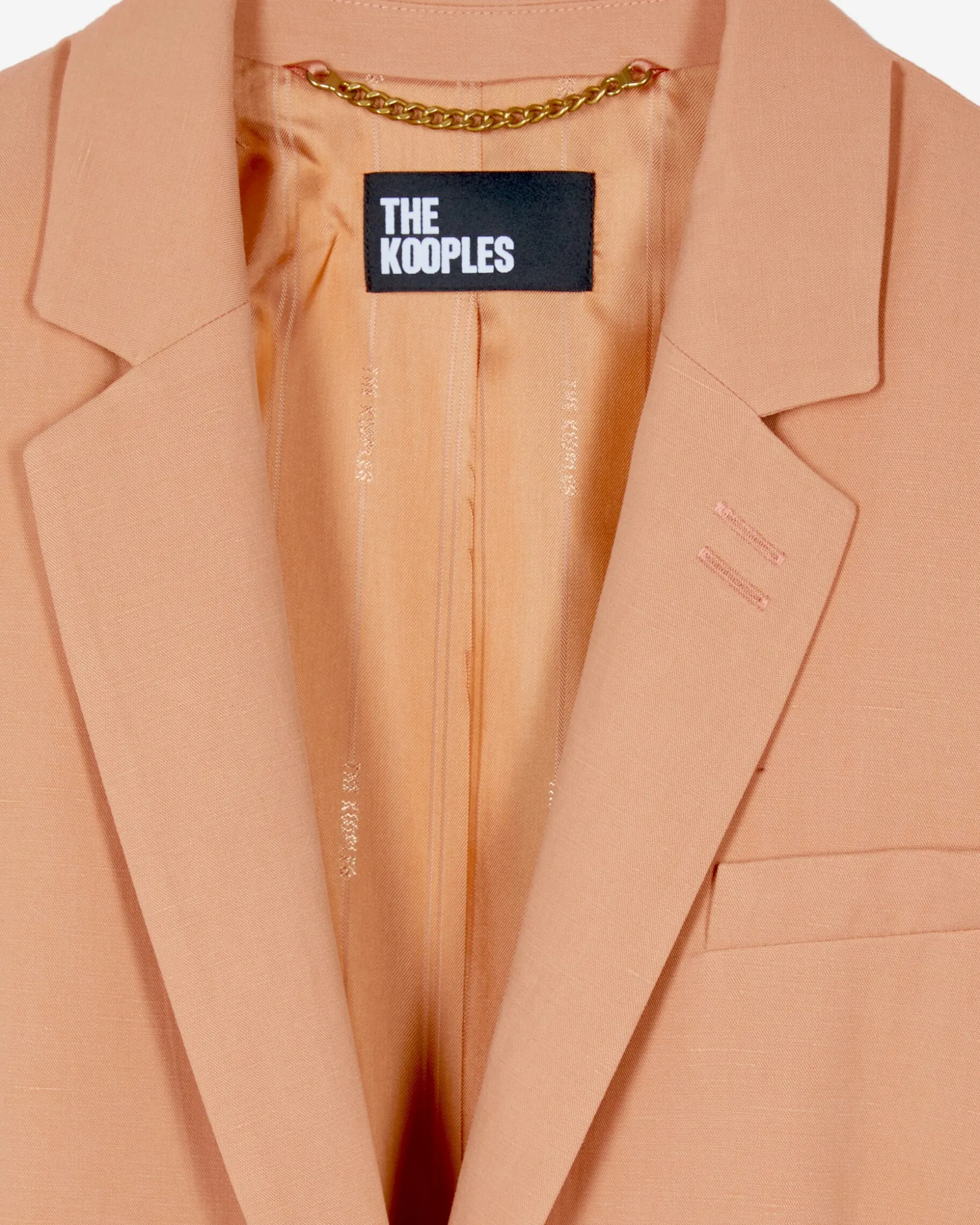 Veste de tailleur droite en lin et coton orange clair