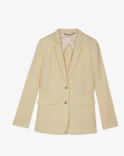 Veste de tailleur en lin jaune