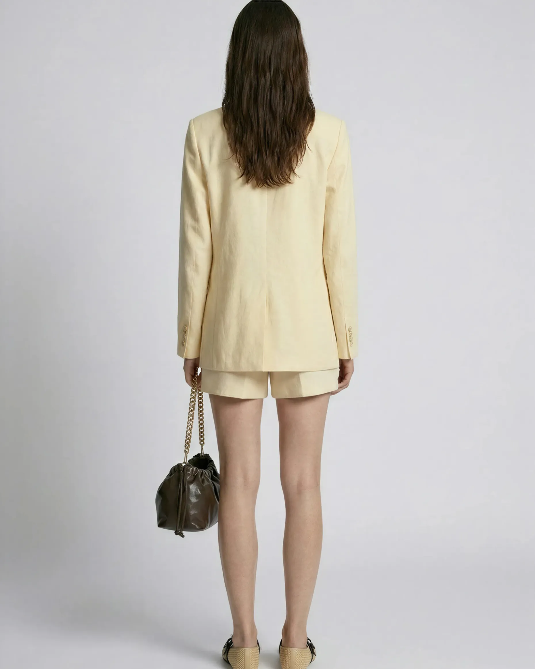 Veste de tailleur en lin jaune