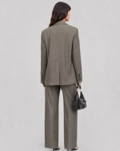 Veste de tailleur oversize en laine beige