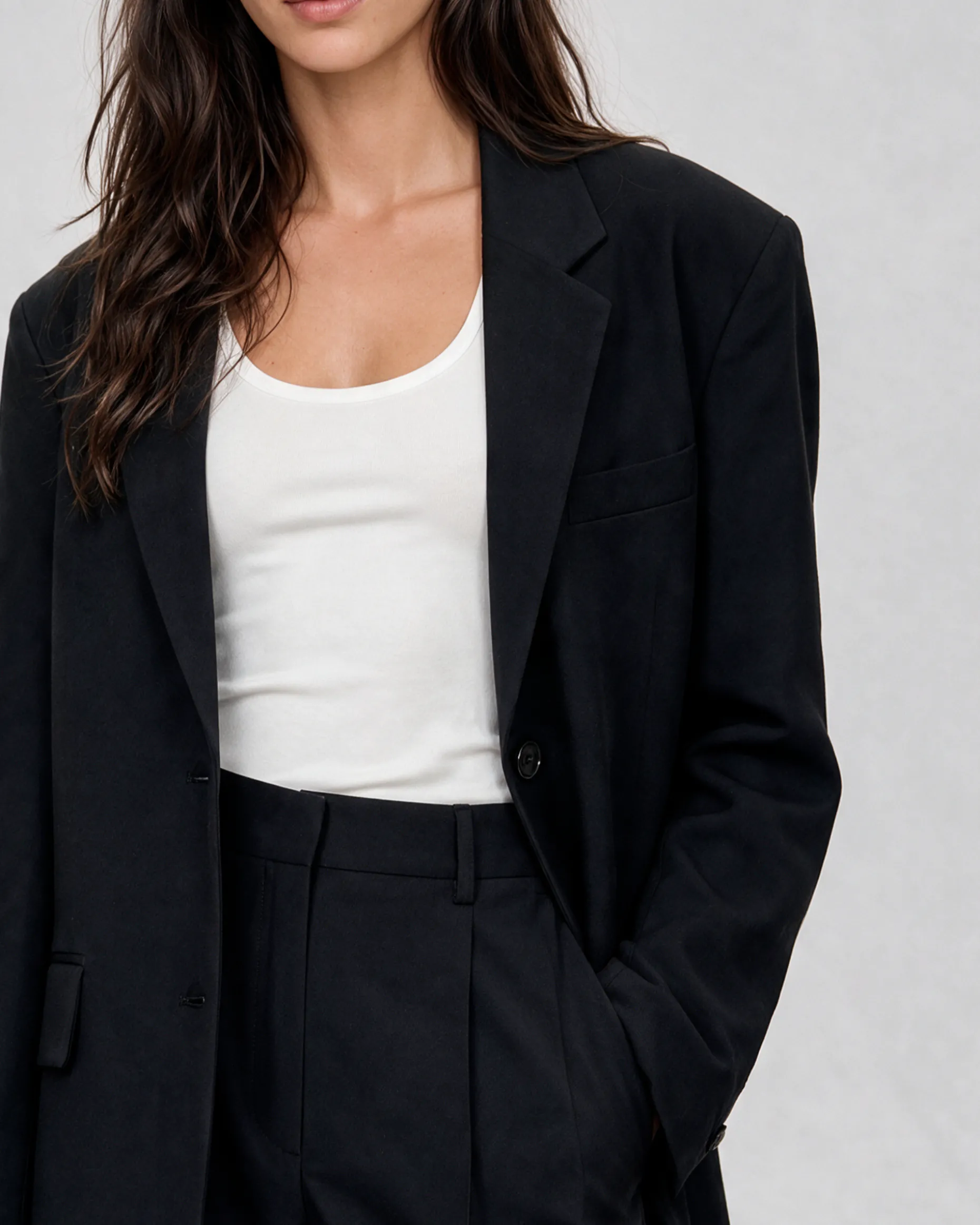 Veste de tailleur oversize en laine noire