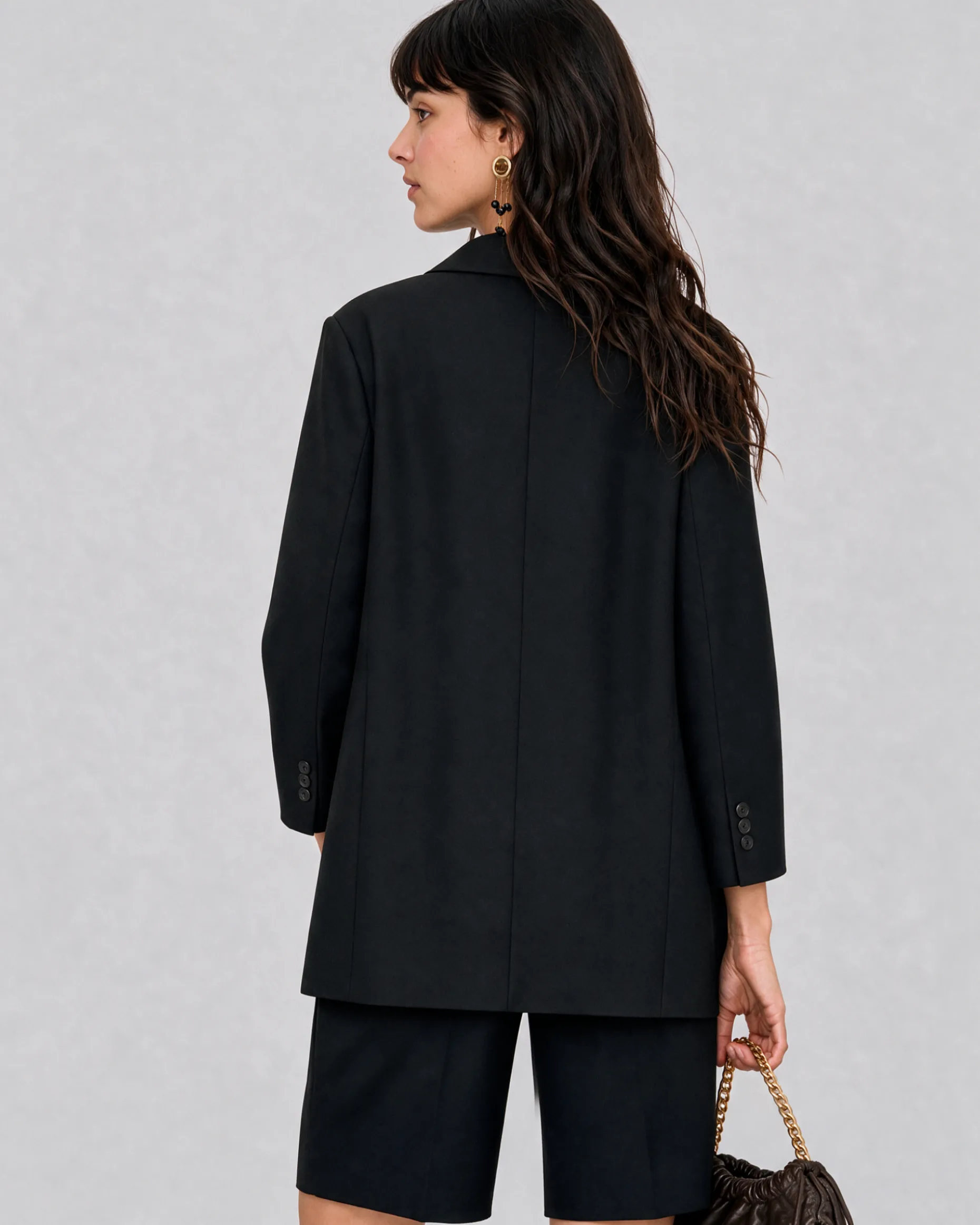 Veste de tailleur oversize en laine noire
