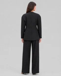 Veste en laine sans col noire