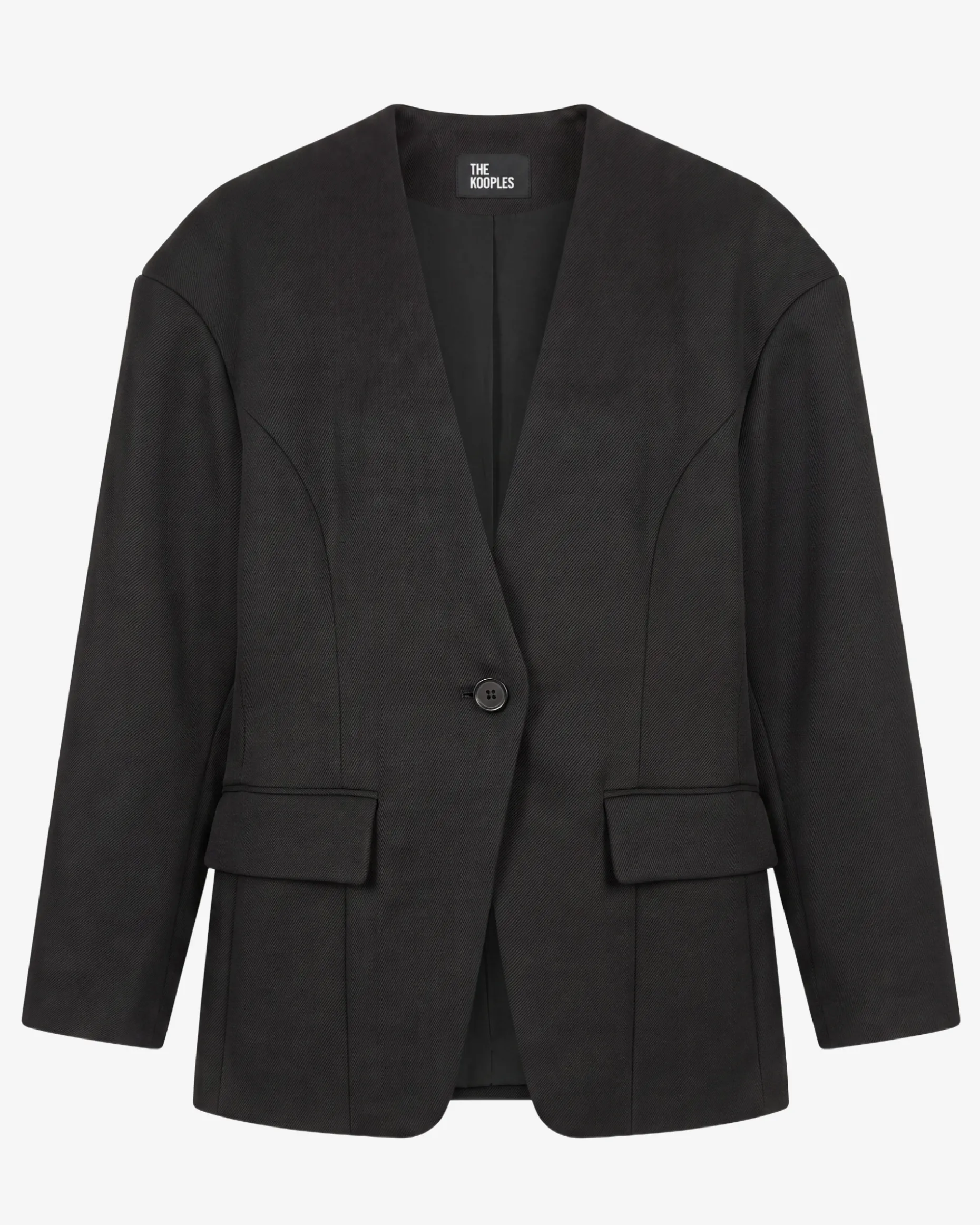 Veste en laine sans col noire