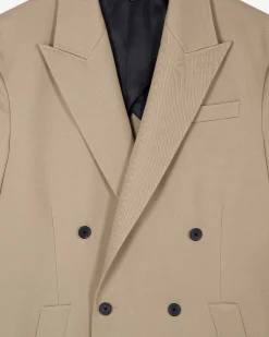Veste longue croisée beige